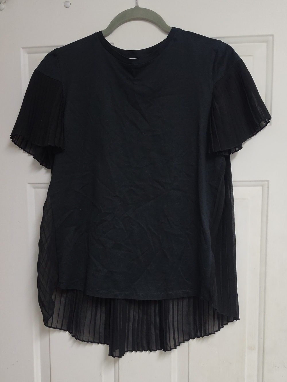 Sandro Black Back-Pleated Top
